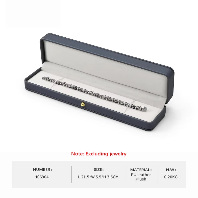 Steel Blue PU Leather Bracelet Chain Box H069