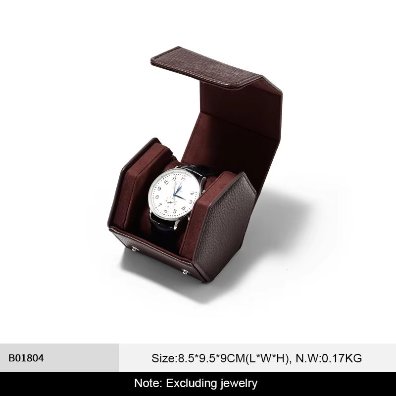 Oirlv Portable Watch Box Leather Watch Organizer Hexagon Watch Storage Box：B018