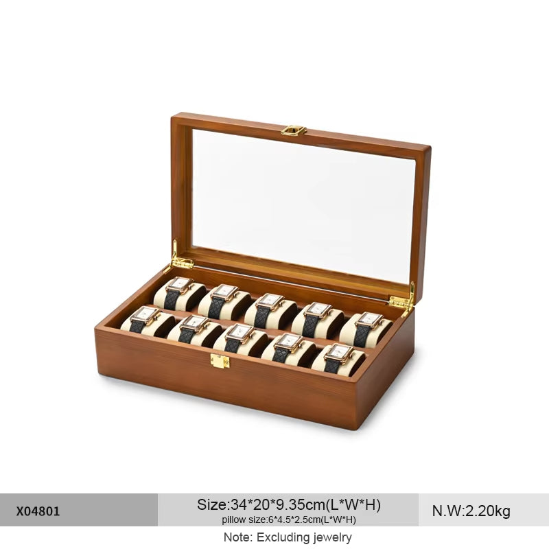 Wooden Jewelry Box Watch Organizer Case Wristwatch Display Box X048