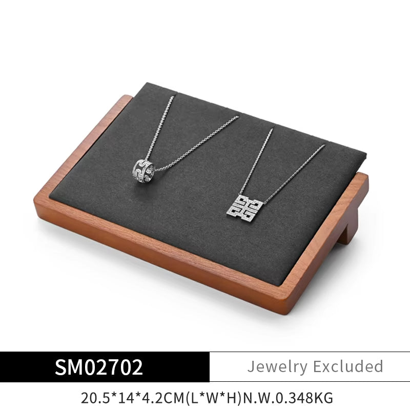 Orilv Wooden Jewelry Display Prop Gray Jewelry Organizer Ring Earring Pendant Storage Bracelet Watch Stand Counter Display Prop