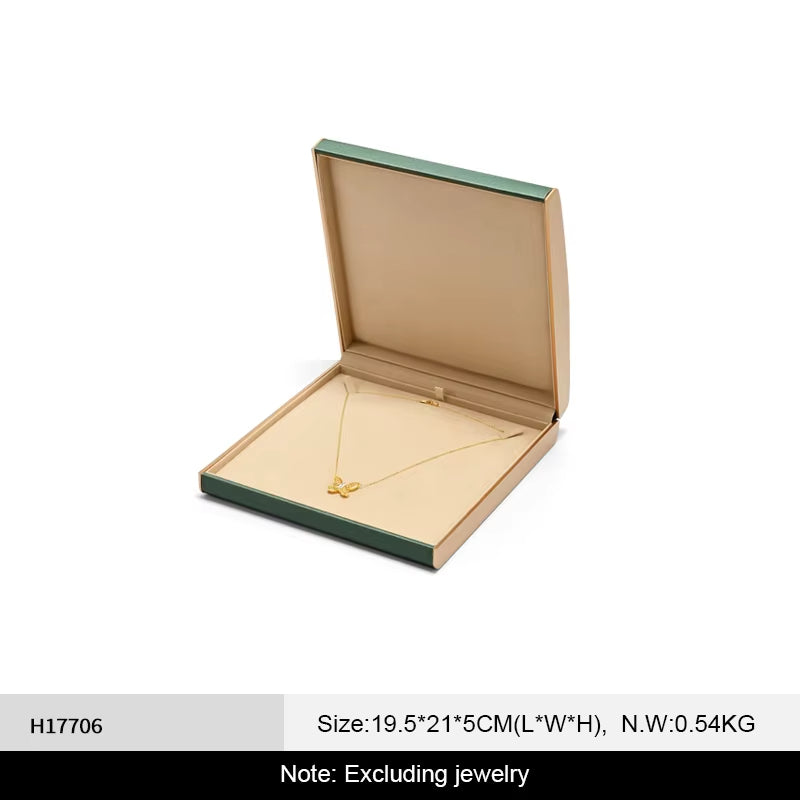 Green acrylic and leather Jewelry box:H177