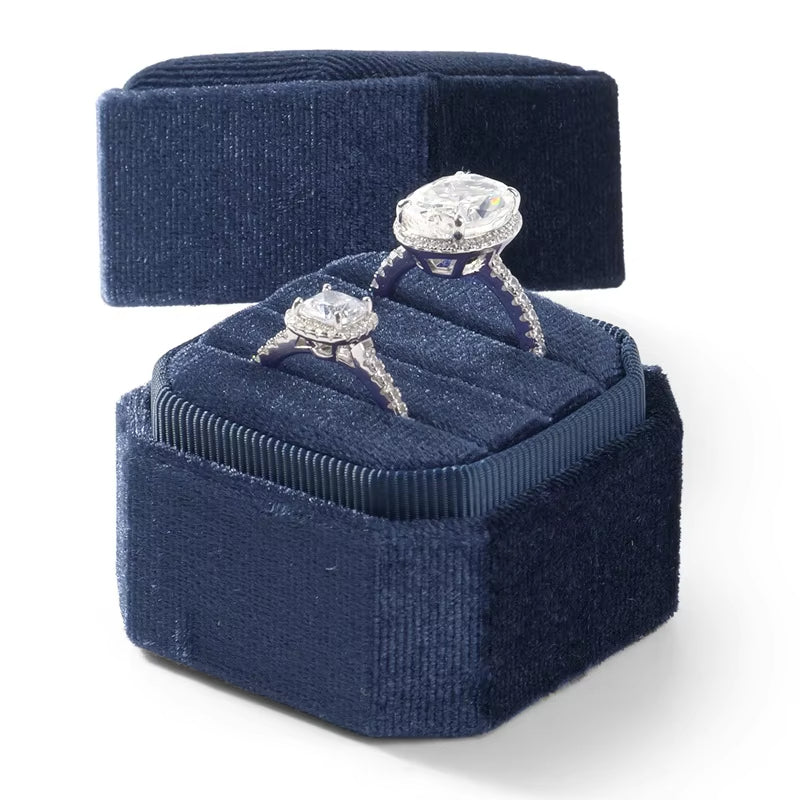 Oirlv Wedding Flanner Ring Box Engagement Triple Slot Square Ring Box