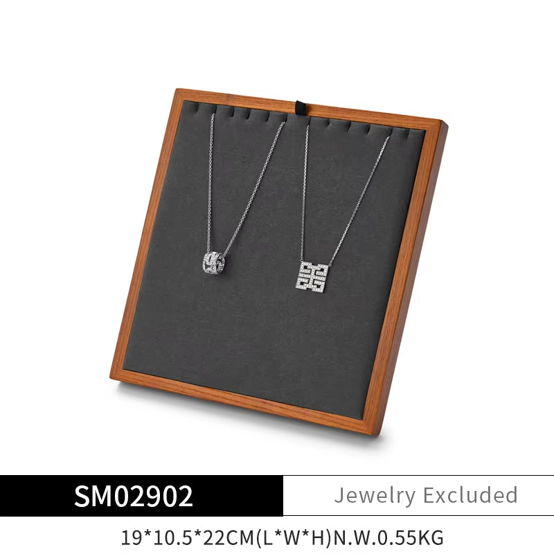 Orilv Wooden Jewelry Display Prop Gray Jewelry Organizer Ring Earring Pendant Storage Bracelet Watch Stand Counter Display Prop