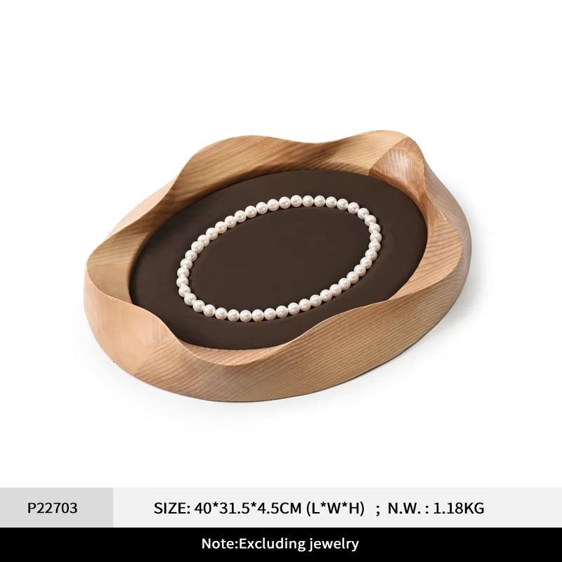 Oirlv Wooden Jewelry Tray Petal Shape Jewelry Viewing Tray