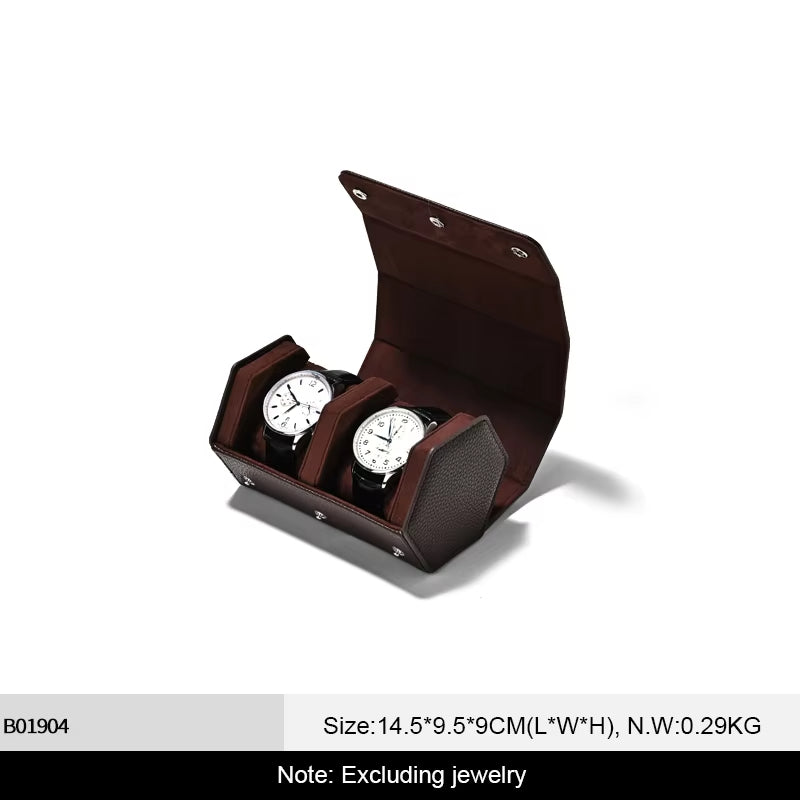 Oirlv Portable Watch Box Leather Watch Organizer Hexagon Watch Storage Box：B018