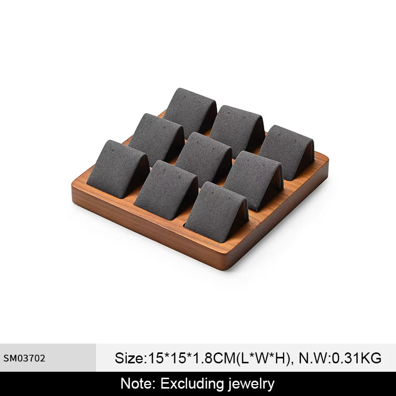 Orilv Wooden Jewelry Display Prop Gray Jewelry Organizer Ring Earring Pendant Storage Bracelet Watch Stand Counter Display Prop
