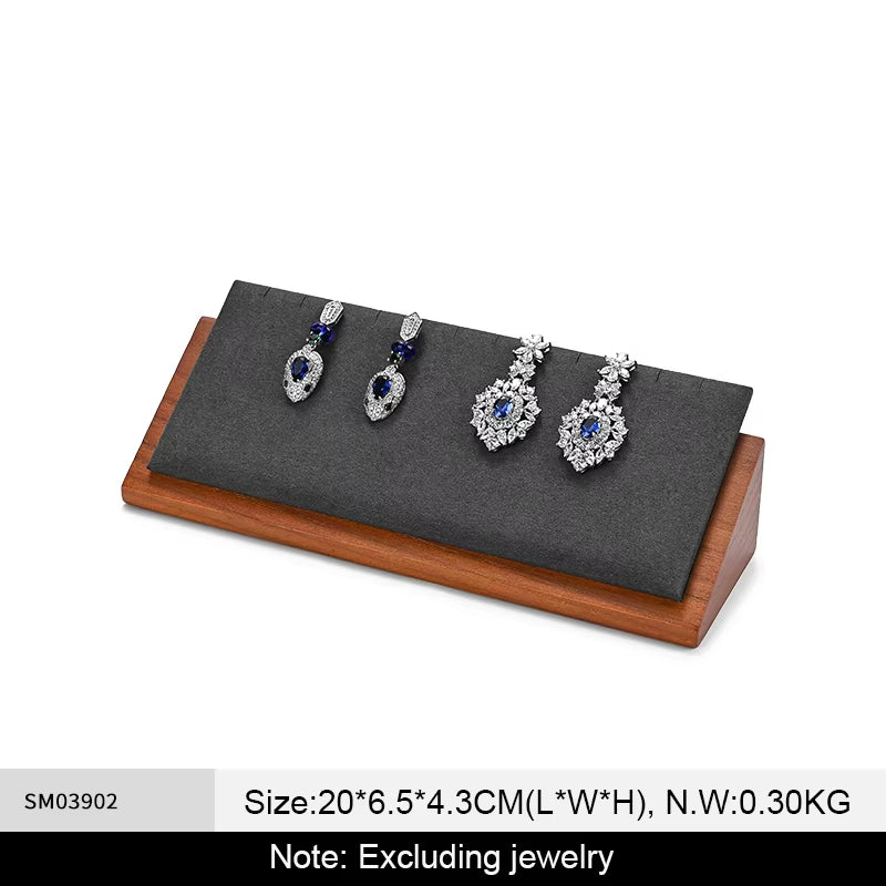 Orilv Wooden Jewelry Display Prop Gray Jewelry Organizer Ring Earring Pendant Storage Bracelet Watch Stand Counter Display Prop