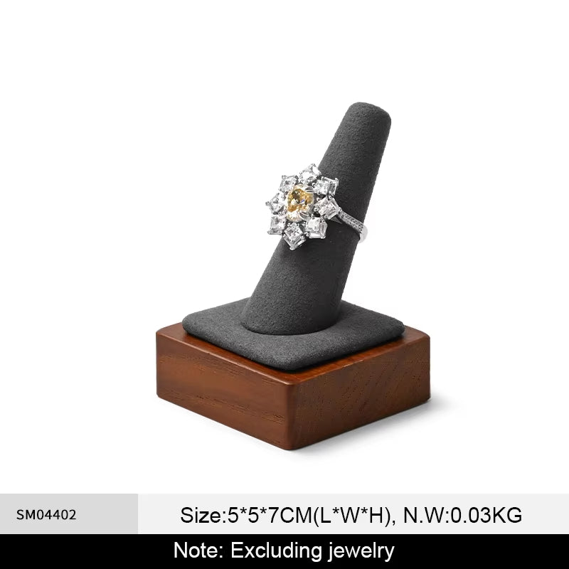 Orilv Wooden Jewelry Display Prop Gray Jewelry Organizer Ring Earring Pendant Storage Bracelet Watch Stand Counter Display Prop