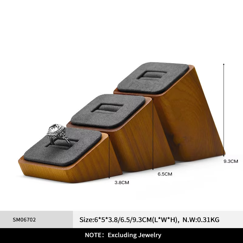 Orilv Wooden Jewelry Display Prop Gray Jewelry Organizer Ring Earring Pendant Storage Bracelet Watch Stand Counter Display Prop