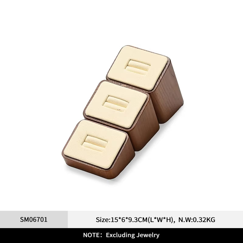 Orilv Wooden Jewelry Stand Ring Earring Pendant Rack Bracelet Jewelry Display Prop