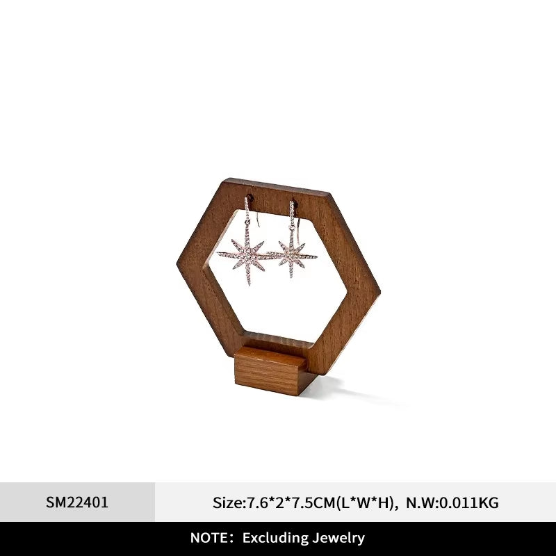 Orilv Wooden Jewelry Stand Ring Earring Pendant Rack Bracelet Jewelry Display Prop