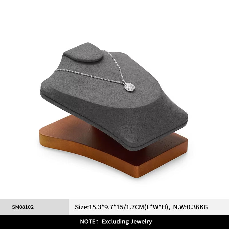 Orilv Wooden Jewelry Display Prop Gray Jewelry Organizer Ring Earring Pendant Storage Bracelet Watch Stand Counter Display Prop