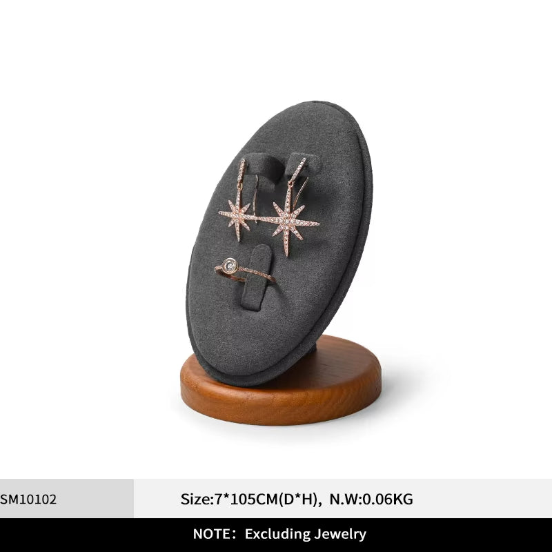 Orilv Wooden Jewelry Display Prop Gray Jewelry Organizer Ring Earring Pendant Storage Bracelet Watch Stand Counter Display Prop