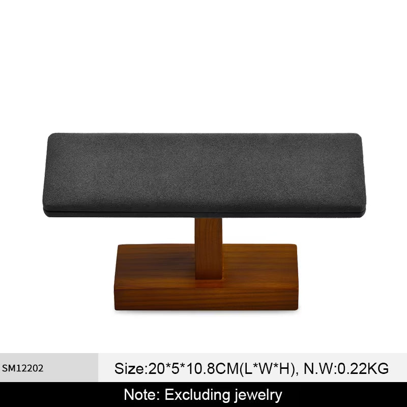 Orilv Wooden Jewelry Display Prop Gray Jewelry Organizer Ring Earring Pendant Storage Bracelet Watch Stand Counter Display Prop