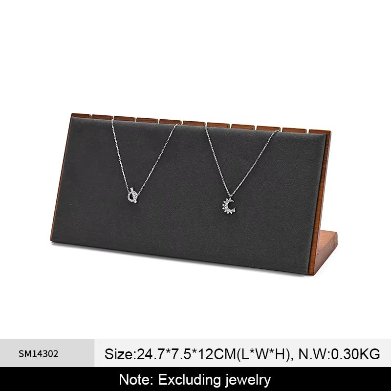 Orilv Wooden Jewelry Display Prop Gray Jewelry Organizer Ring Earring Pendant Storage Bracelet Watch Stand Counter Display Prop