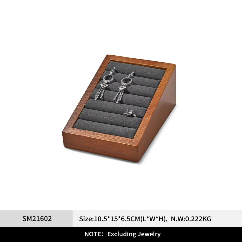 Orilv Wooden Jewelry Display Prop Gray Jewelry Organizer Ring Earring Pendant Storage Bracelet Watch Stand Counter Display Prop