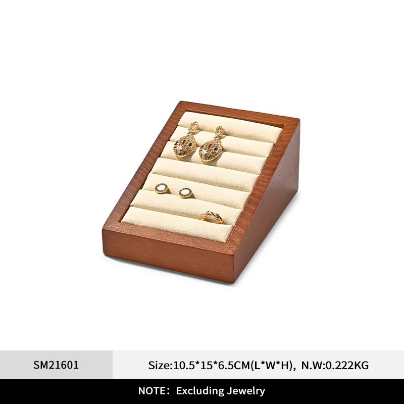 Orilv Wooden Jewelry Stand Ring Earring Pendant Rack Bracelet Jewelry Display Prop