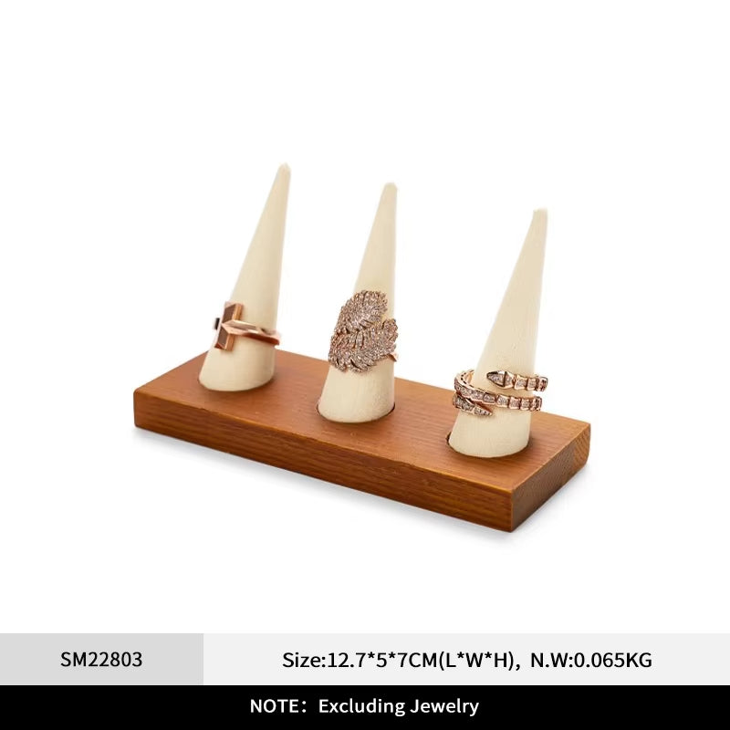 Orilv Wooden Jewelry Stand Ring Earring Pendant Rack Bracelet Jewelry Display Prop