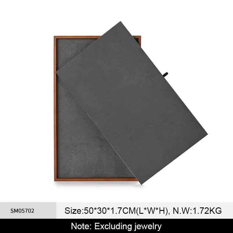 Orilv Wooden Jewelry Display Prop Gray Jewelry Organizer Ring Earring Pendant Storage Bracelet Watch Stand Counter Display Prop