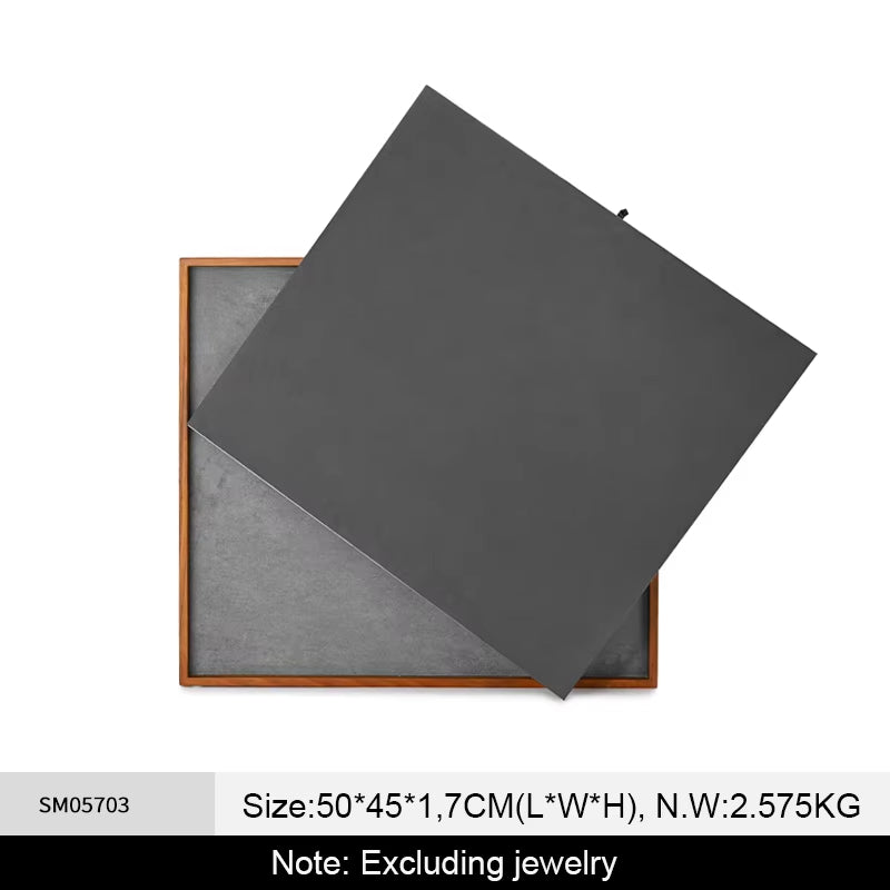 Orilv Wooden Jewelry Display Prop Gray Jewelry Organizer Ring Earring Pendant Storage Bracelet Watch Stand Counter Display Prop