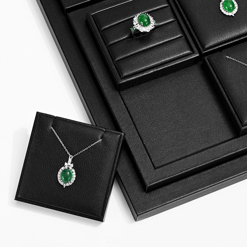 OIRLV Luxury Black leather Jewelry display set : TT275