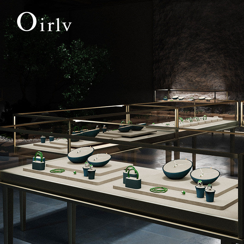 OIRLV new arrival beige microfiber leather jewelry display :TT456