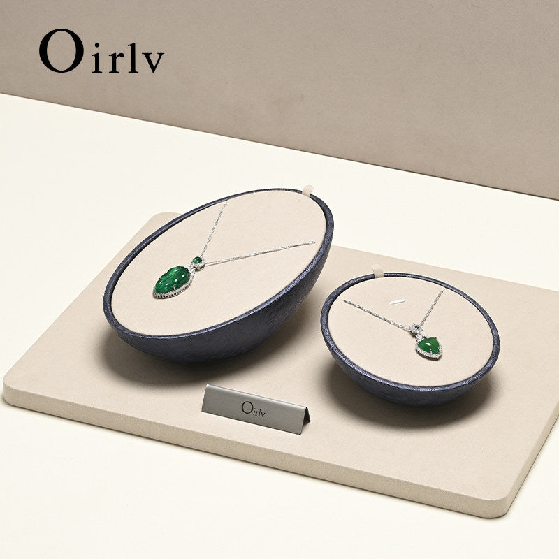 OIRLV custom off white leather Microfiber Jewelry display set :TT453