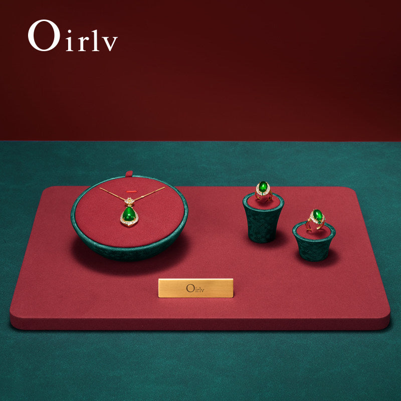 OIRLV factory Red Microfiber and leather Jewelry display set :TT455