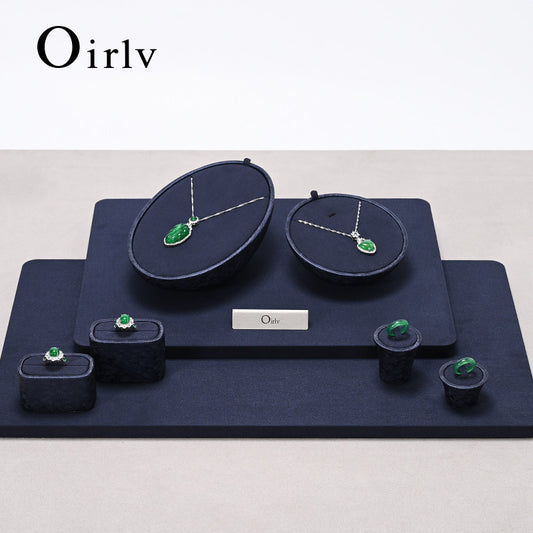 OIRLV wholesale Blue leather Microfiber Jewelry display set :TT454