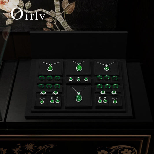 OIRLV black microfiber wooden jewelry display:TT268