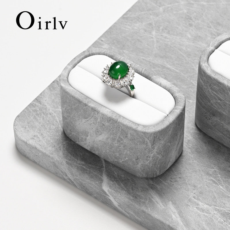OIRLV high quality gray leather luxury jewelry display set:TT458