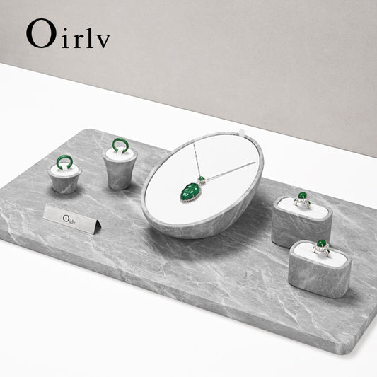 OIRLV high quality gray leather luxury jewelry display set:TT458