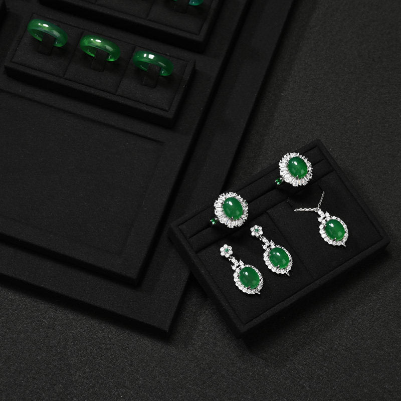 OIRLV black microfiber wooden jewelry display:TT268