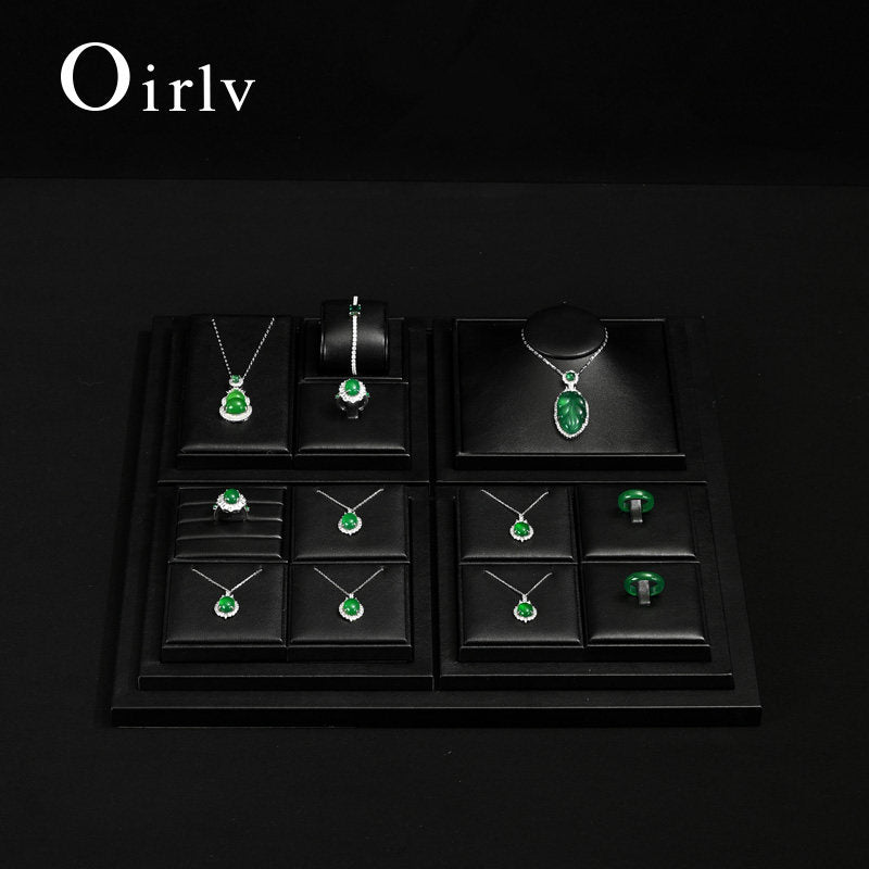 OIRLV Luxury Black leather Jewelry display set : TT275