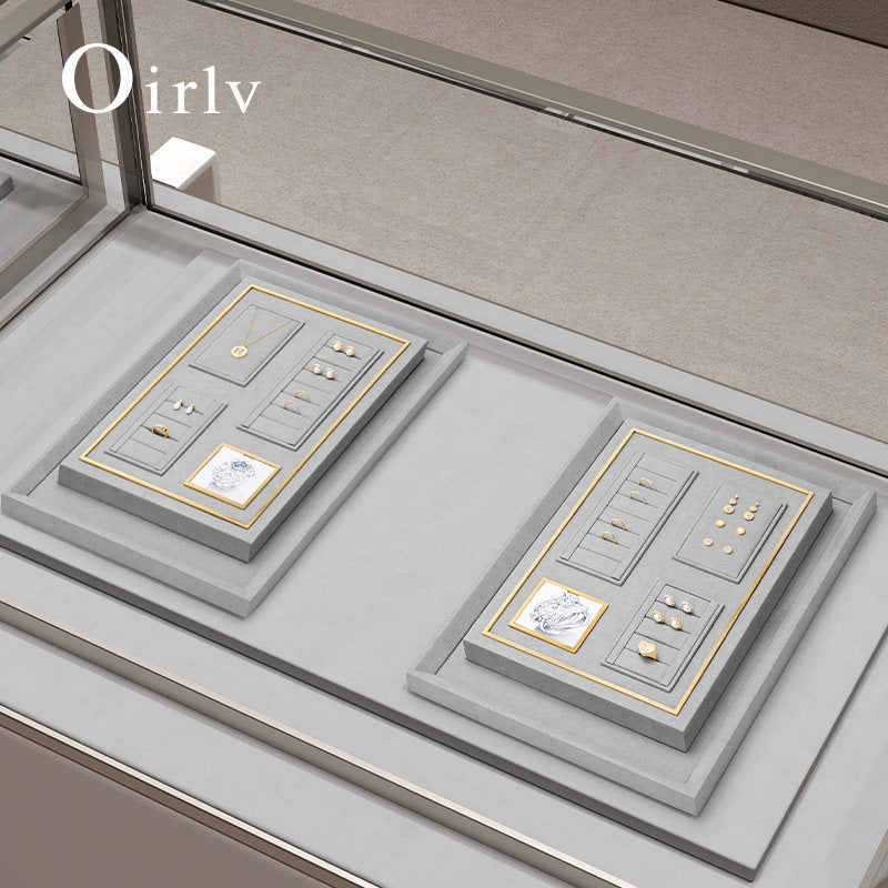 OIRLV high quality grey microfiber metal jewellery display :TT289