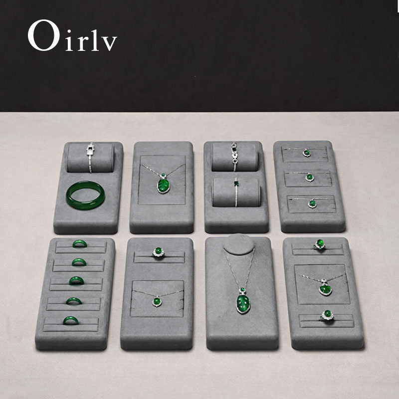 Dark Gray Rings Necklace Bracelet Jewelry Display Set TT239