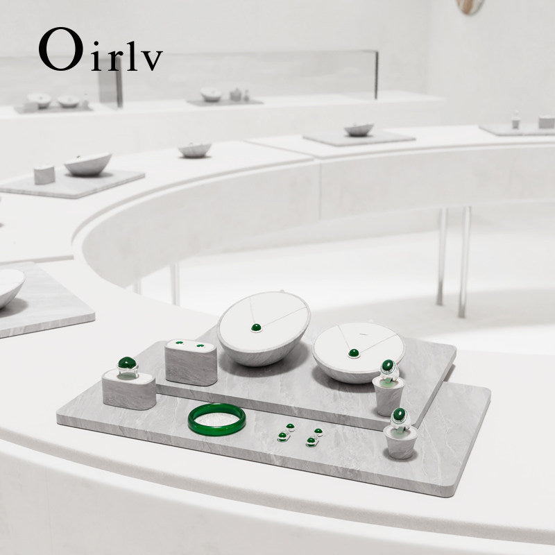 OIRLV high quality gray leather luxury jewelry display set:TT458