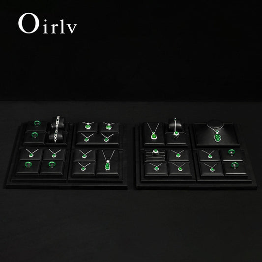 OIRLV Luxury Black leather Jewelry display set : TT275