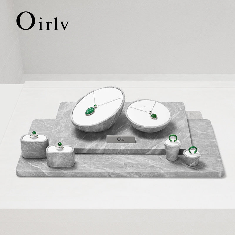 OIRLV high quality gray leather luxury jewelry display set:TT458