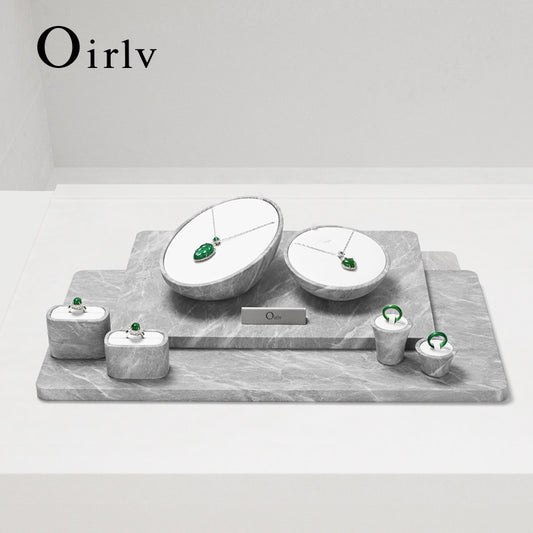 OIRLV high quality gray leather luxury jewelry display set:TT458