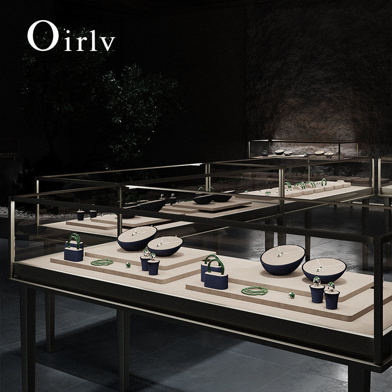 OIRLV custom off white leather Microfiber Jewelry display set :TT453