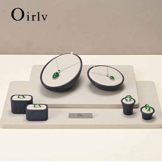 OIRLV custom off white leather Microfiber Jewelry display set :TT453