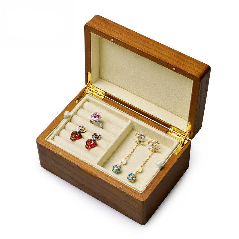OIRLV Solid Wood Two-Tier Jewelry Storage Box ：SM151