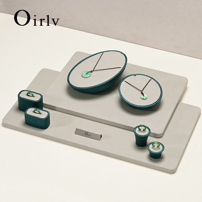 OIRLV new arrival beige microfiber leather jewelry display :TT456