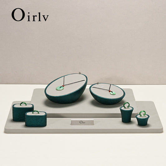 OIRLV new arrival beige microfiber leather jewelry display :TT456