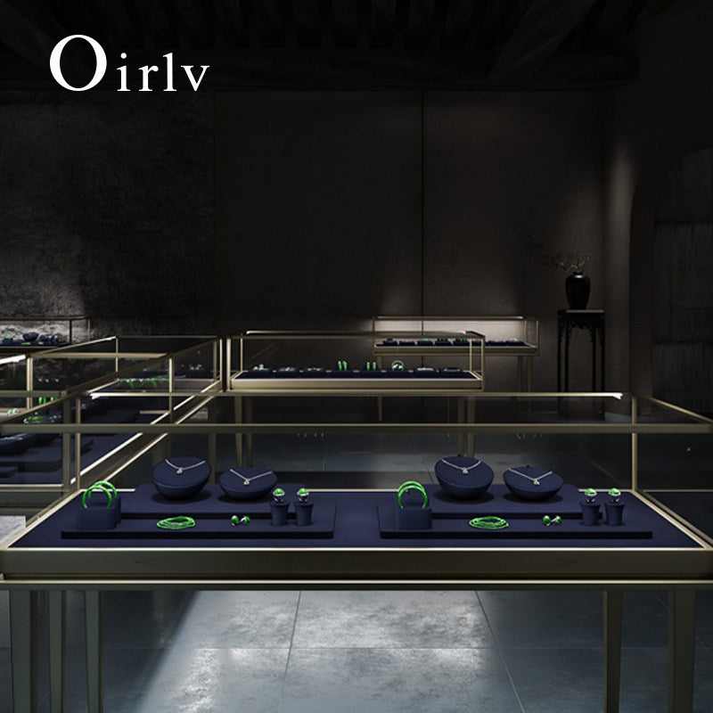 OIRLV wholesale Blue leather Microfiber Jewelry display set :TT454