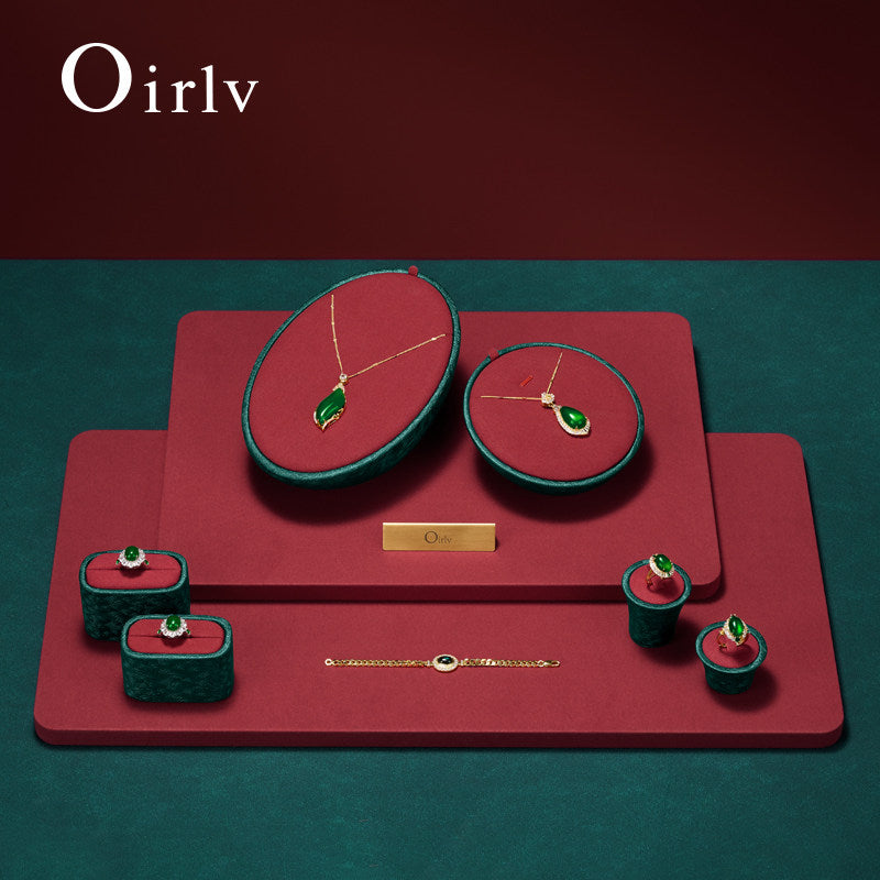 OIRLV factory Red Microfiber and leather Jewelry display set :TT455