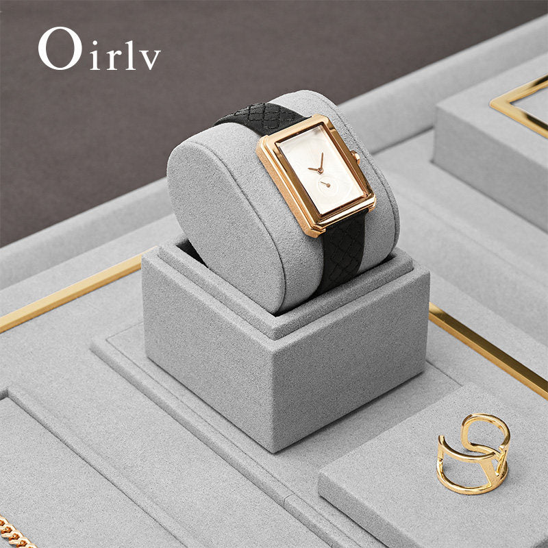 OIRLV high quality grey microfiber metal jewellery display :TT289