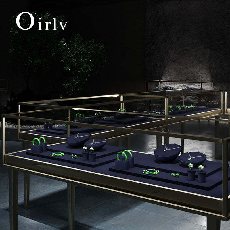 OIRLV wholesale Blue leather Microfiber Jewelry display set :TT454