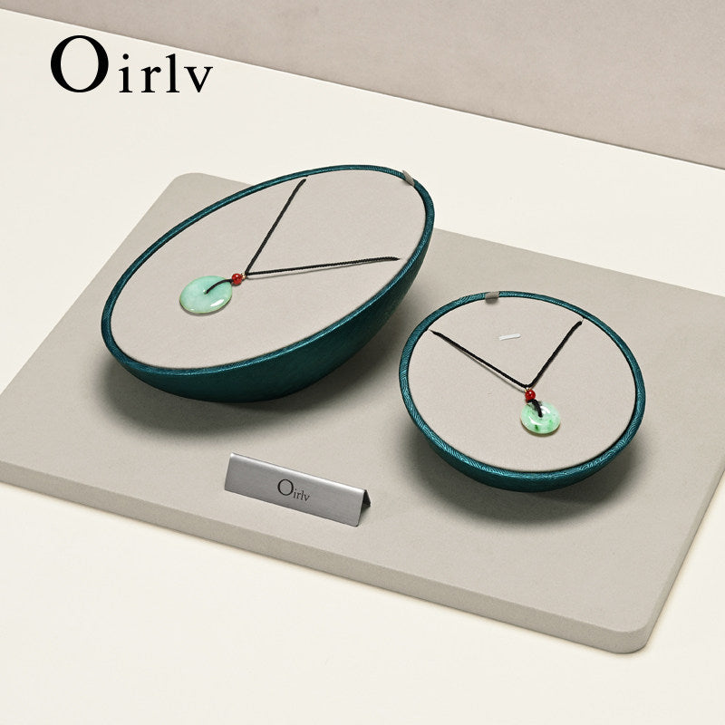 OIRLV new arrival beige microfiber leather jewelry display :TT456